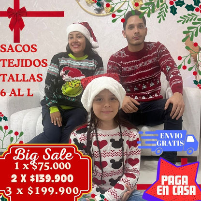 Sweter, Sacos de Navidad oferta 2x$139.900 Y 3X$199.900 Has Click en Compra Ahora, obten la oferta y envio gratis, para la familia, para regalar. puedes elegir estilos diferentes.